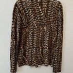 Talbots 100% Merino Wool Button Front Animal Print Cardigan Photo 2