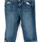 Earl Jeans cropped denim jeans bling pockets size 10 rhinestones Blue Photo 0