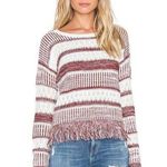 MINKPINK Womens Size XS Sunday Frills Fringe Sweater Top in Maroon & White Boho Photo 0