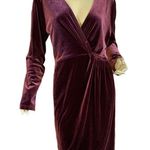 Loft  BURGUNDY VELOUR V NECK WRAP LOOK DRESS (XL) Photo 0