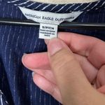 American Eagle Navy Pinstripe Short Sleeve VNeck Button Maxi Dress Small Blue Photo 5