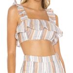 Tularosa  Penelope Multi Striped Printed Cropped Top Ruffle Beach S Photo 0