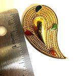 Vintage Avon PAISLEY Gold Tone RED BLUE GREEN ORANGE Brooch Photo 3