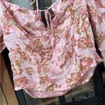 Free People  floral top hillary square neck tie front long sleeve bow boho blush Photo 5