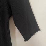 AQUA Black Ruffle Ribbed Tunic Top Photo 2