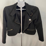 Soho Apparel  Black Moto Jacket Size M‎ Lightweight Cropped Gold Accents B11 Photo 0