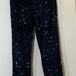 Belle by Kim Gravel Navy Sequin Straight Leg Pants Blue Size XS Photo 0
