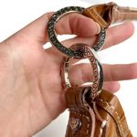 Faux Leather & Woven Straw Silver Accents Purse Brown Photo 3