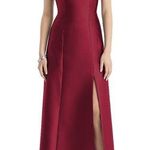 Alfred Sung Strapless Side Slit Satin Gown Photo 0
