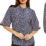 J. McLaughlin Sherry Mini Secret Garden Floral Print Blouse Top Womens Medium Photo 0