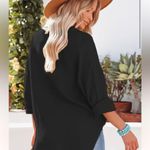 Boutique Black Button Up Shirt Turn Down Collar Blouse Black XXL 14 Plus Size Work Casual Photo 2