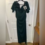 XScape Women's Isla Long CREPE OFF THE SHOULDER Green RUFFLE Dress Plus Sz 20 Photo 7