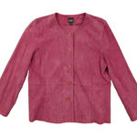Eileen Fisher Goat Suede Leather Jacket Women's Large Fuchsia Pink Coat Blazer Photo 0