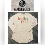 MarleyLilly Women's Cream Long Sleeve Tee with Multicolor Print Photo 1