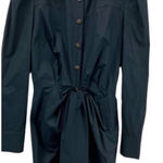 NEW Petersyn Womens XS‎ Agnes Shirt Dress Tie Front Puff Sleeve Black Gothic Photo 0