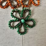 Green and orange flower beaded necklace Photo 6