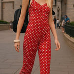 Vintage Y2K Polka Dot Jumpsuit wide leg Red White Disney Park outfit Photo 0
