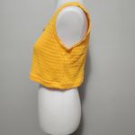 Vintage Romantic Expressions 90s Marigold Pointelle Cropped Tank Top Size Large Yellow Photo 3