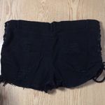 Womens Blush Mark Tie Up Distressed Stretchy Jean Shorts Black Size Large Photo 5