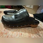 Kelsi Dagger  Brooklyn Hibby studded wood bottom clog leather fringe top size 9.5 Photo 3