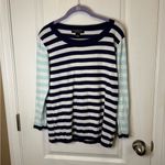 August Silk  Navy and White Striped Top Photo 1
