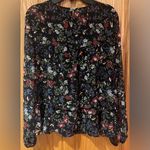Madewell Sheer-Sleeve Ruffle Peplum Top Blouse in Black Finch Floral Size Large Photo 11