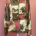 Alfred Dunner Vintage coastal Grandma Grannycore 100% silk cheetah tropical blouson jacket 16 Photo 0