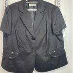 NEW Tahari Arthur S Levine Black Short Sleeve Blazer Jacket Womens Office Sz 22W Photo 0