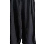 RUSS BERENS Malibu | 90s Vintage Black Linen Lace Trim Cropped Pants | Small Photo 0