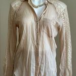 Holding Horses Anthropology  CottonTan Blouse Sleeves shoulder & Back Lace SZ XS Photo 0