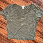 Bozzolo  Sage Green Ribbed Crop Top Photo 0