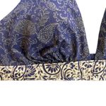 Athleta  Women's Aqualuxe Batik Bikini Swim Top small blue cream Photo 3