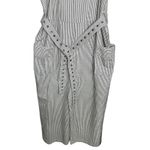 Urban Outfitters Miranda Striped Belted Jumpsuit black and white pin stripe crop Photo 4
