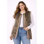 love on a hanger  Women's XL Brown Faux Fur Vest Open Front bohocore chiccore Photo 1