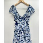 AQUA  Maxi Dress Womens Size Extra Small Tiered Metallic Formal Evening Gown Blue Photo 3