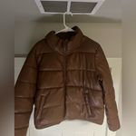 Sebby Brown leather Puffer Jacket Photo 0