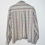National Outfitters Plaid Long Sleeve Cropped Distressed Hem Button Up Shacket Multiple Size L Photo 5