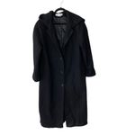 VINTAGE JULIA KLEIN Wool Hooded Longline Pea Coat Black Size 12 Photo 1