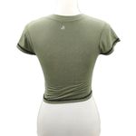 We Wore What V Neck Tee Crop Top Green Short Sleeves Contrast Stitch Trim Small Photo 1