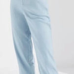 Urban Outfitters  | High-Rise Preppy Linen Blue Cuff Trousers Ankle | Size 4 Photo 0
