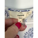 Entro  Damask Tapestry V-Neck Babydoll Mini Dress Blue & White Small Photo 5