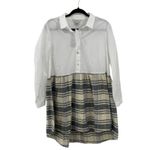 French Connection NWT Arla Long Sleeve Flannel Plaid Cream Shirt Dress Size 8 Photo 1