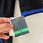 Gabby Skye Sz 8 Blue Black Stripe Elbow Sleeve Fit Flare Stretch Midi Dress Zip Photo 7