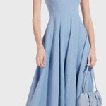 STAUD  wells dress in light denim Photo 0