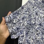 Sigrid Olsen  Short Sleeve Linen Top Floral Paisley Button Up Size Large Photo 3