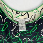Peter Nygard  Silk Green Navy Sleeveless Scribble Printed Women's Tank Top‎ 12 Photo 1