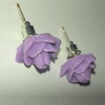 Lavender Floral Stud Earrings Purple Photo 3