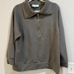 Magaschoni  Woman 1X Pullover Sweatshirt Olive Green Quarter Zip‎ Mock Neck Photo 0