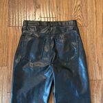 Abercrombie & Fitch ankle straight ultra high rise leg vegan leather black pant Photo 10