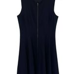 Theory Bonbi Fit & Flare Mini Dress Virgin Wool Stretch Blend Full Zip Black 6 Photo 2